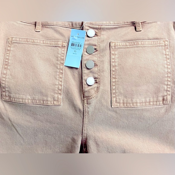 Ann Taylor 10 Petite Beige/Tan “The Patch Pocket Flare Jean” - - Picture 7 of 9